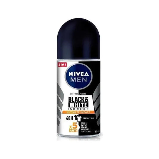 Nivea Men Black & White Invisible Ultimate Impact 48H 5 in 1 Roll-On Deodorant 50 ml Roll-On Deodorant Pasteur Pharmacy