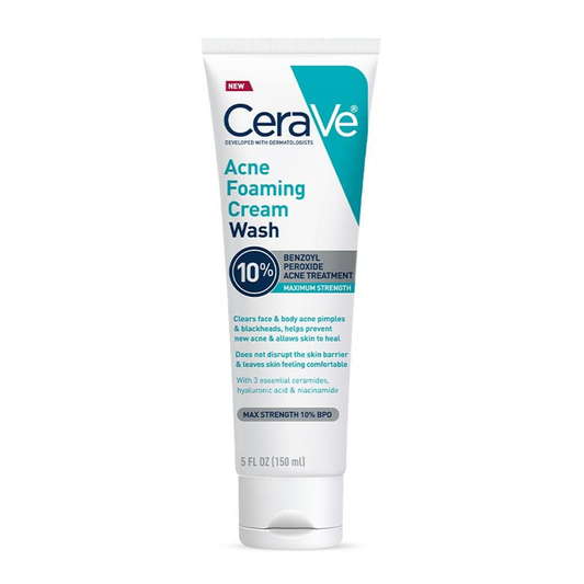 CeraVe Cream Wash, Acne, Foaming, Maximum Strength, 10% Benzoyl Peroxide 5 Fl Oz Skin Care Pasteur Pharmacy
