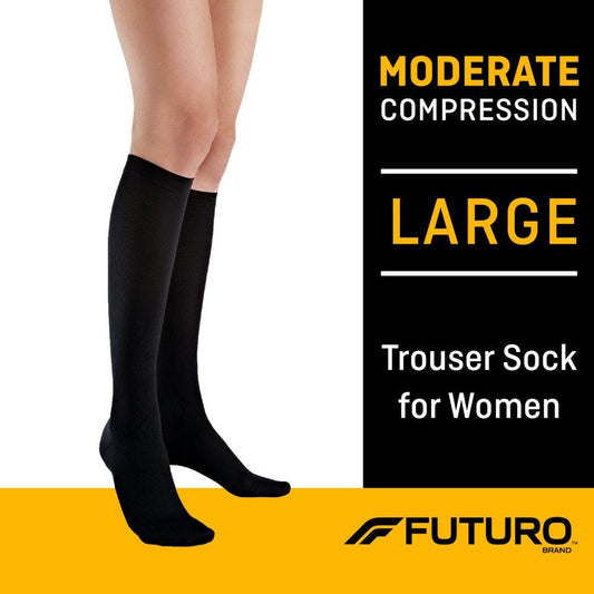 Futuro™ Moderate Compression Trouser Socks for Women – Black, Large Supports & Braces Pasteur Pharmacy