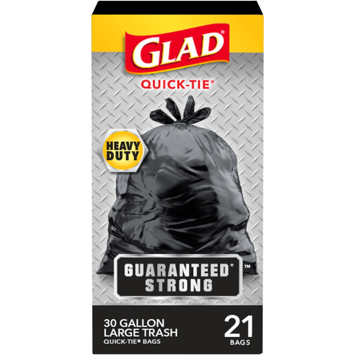 Glad Strong Quick-Tie Large Trash Bags 30 Gallon Black