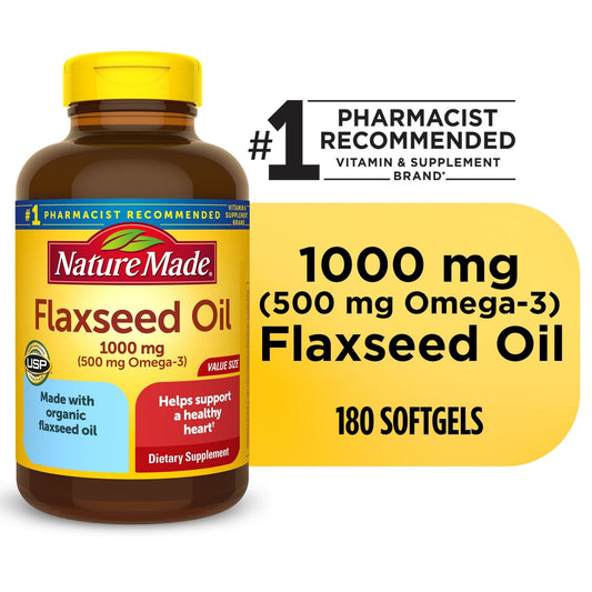 Nature Made Flaxseed Oil, 1000 Mg, Softgels, Value Size Vitamins & Supplements Pasteur Pharmacy