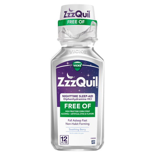 Vicks ZzzQuil™ Nighttime Sleep Aid – Alcohol-Free Berry (12 Fl Oz) Snoring & Sleep Apnea Aids Pasteur Pharmacy