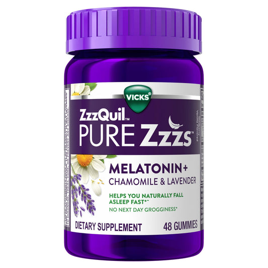 Vicks Zzzquil Pure Zzzs Melatonin Gummies, Sleep Aid, With Chamomile & Lavender, Aids For Adults, Wildberry Vanilla Flavored, 48 Vitamins & Supplements Pasteur Pharmacy