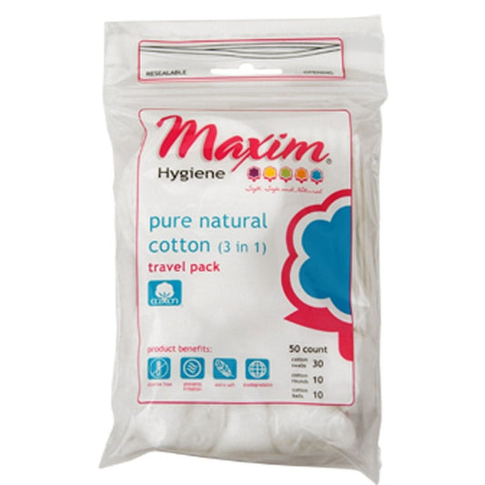 Maxim Hygiene Products Cotton (3 In 1) Pure Natural Travel Pack Bath & Body Pasteur Pharmacy