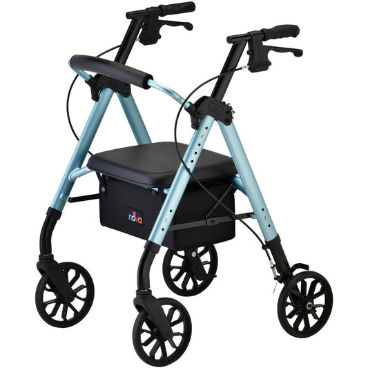 NOVA Star 8 Deluxe Wide Rollator Walker, Blue Walkers Pasteur Pharmacy