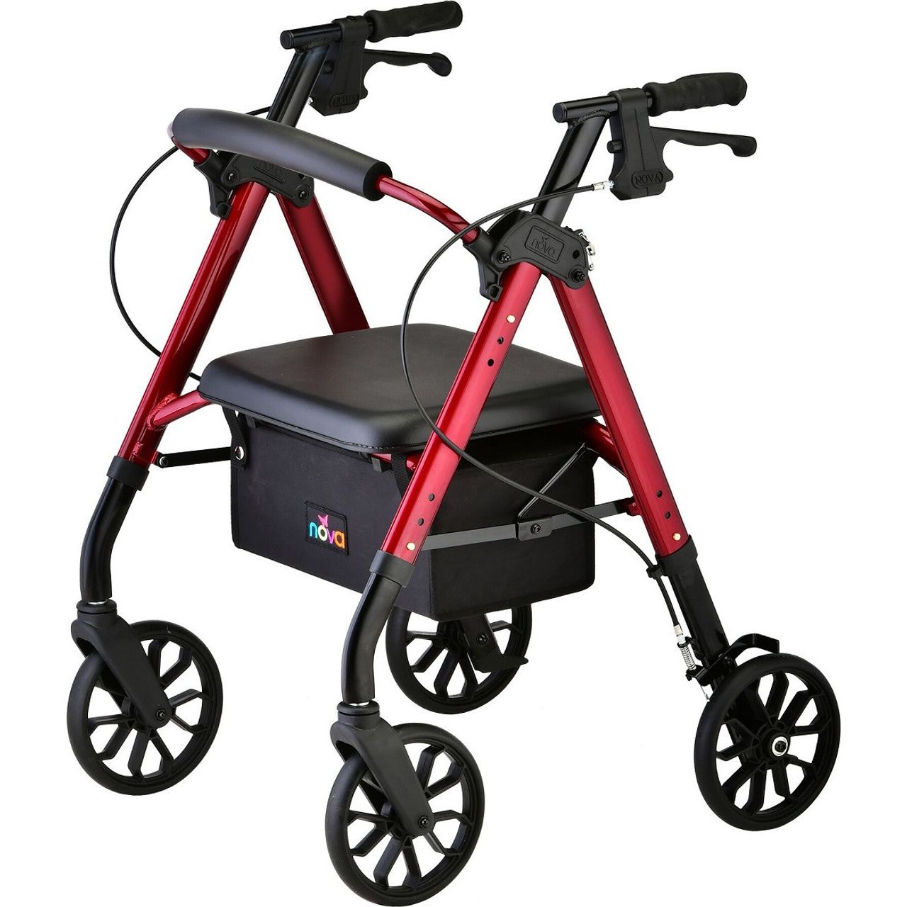 NOVA Star 8 Petite Rollator Walker, Red, with 8" Wheels (1 Count) Walkers Pasteur Pharmacy