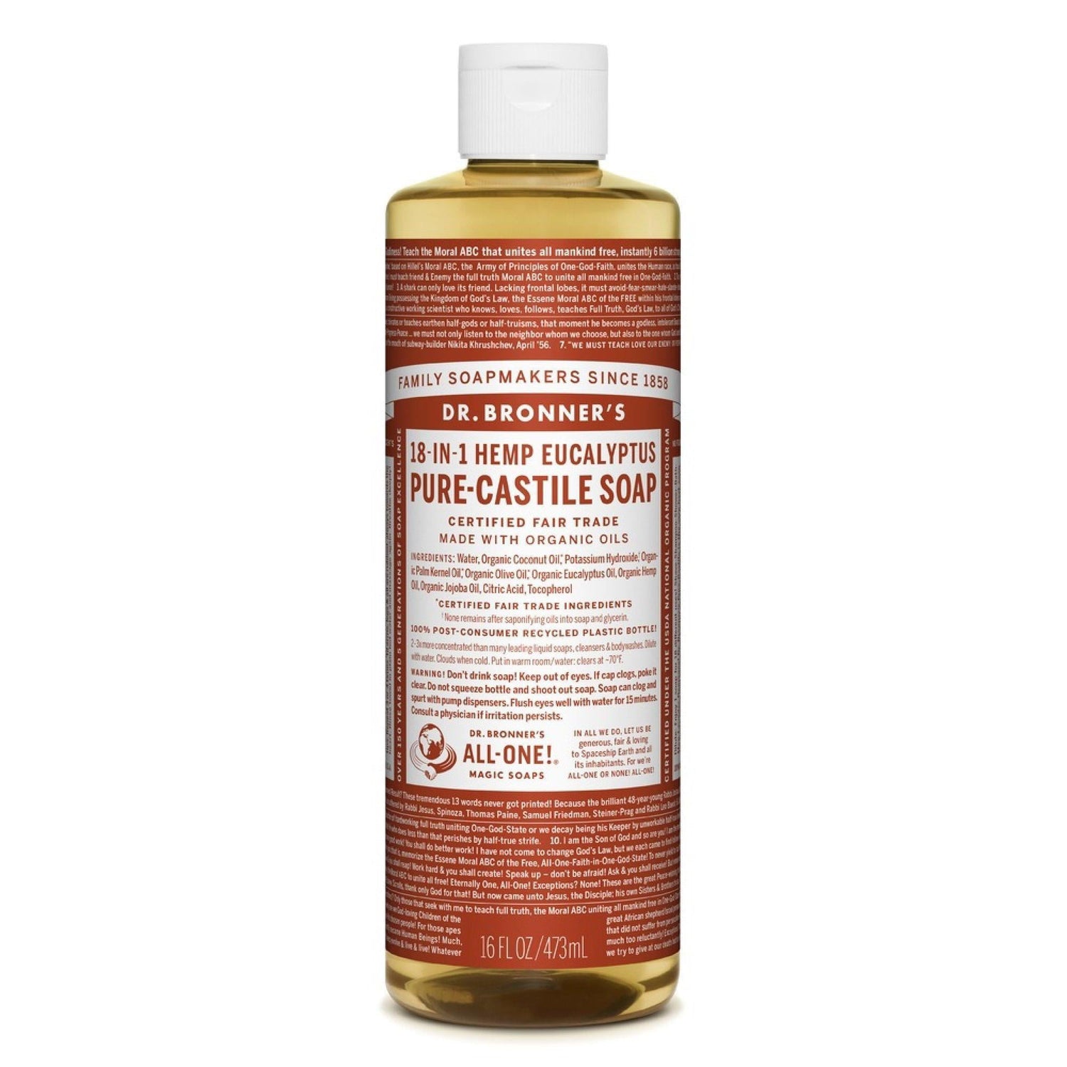 Dr. Bronner's Pure Castile Liquid Soap Hemp Eucalyptus -- 16 Fl Oz Health & Beauty Pasteur Pharmacy