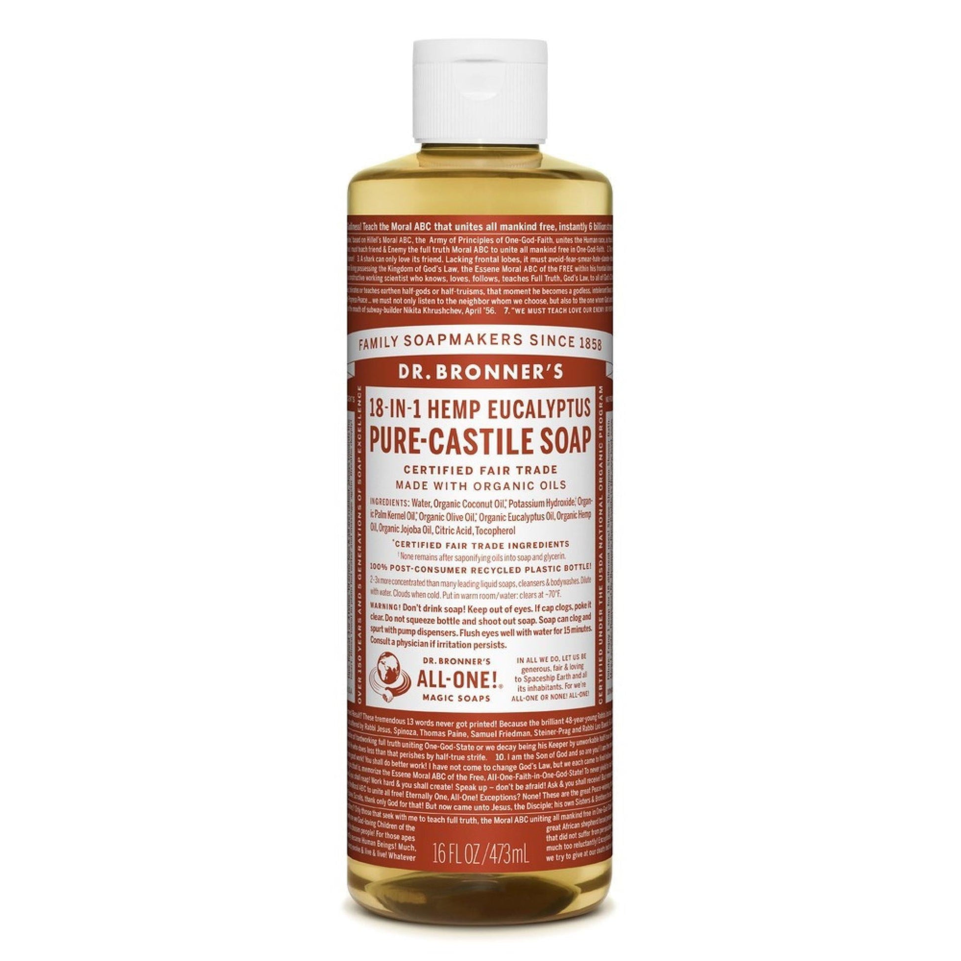 Dr. Bronner's Pure Castile Liquid Soap Hemp Eucalyptus -- 16 Fl Oz Health & Beauty Pasteur Pharmacy
