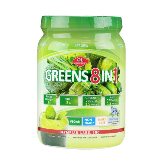 Olympian Labs Greens Protein Powder 8 In 1 Blueberry, 14.2 Oz Fitness & Nutrition Pasteur Pharmacy