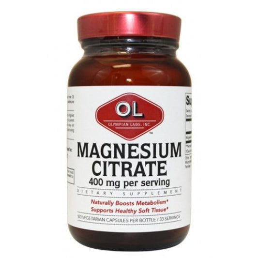 Olympian Labs Magnesium Citrate, 400 Mg, 100 Vegetarian Capsules Vitamins & Supplements Pasteur Pharmacy