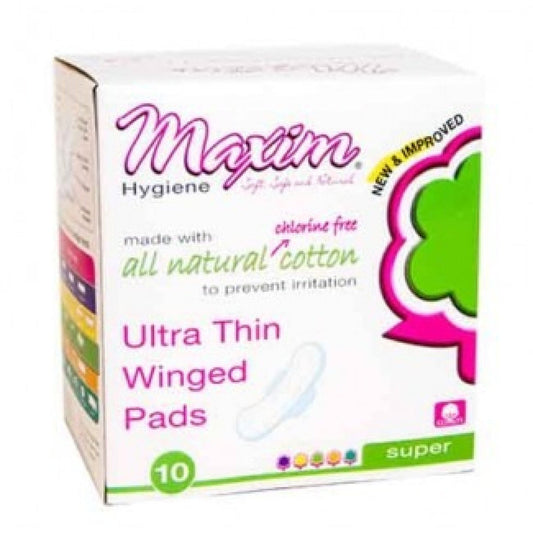 Maxim Hygiene Products Natural Cotton Ultra Thin Winged Pads Overnight 10 Pad Health & Beauty Pasteur Pharmacy