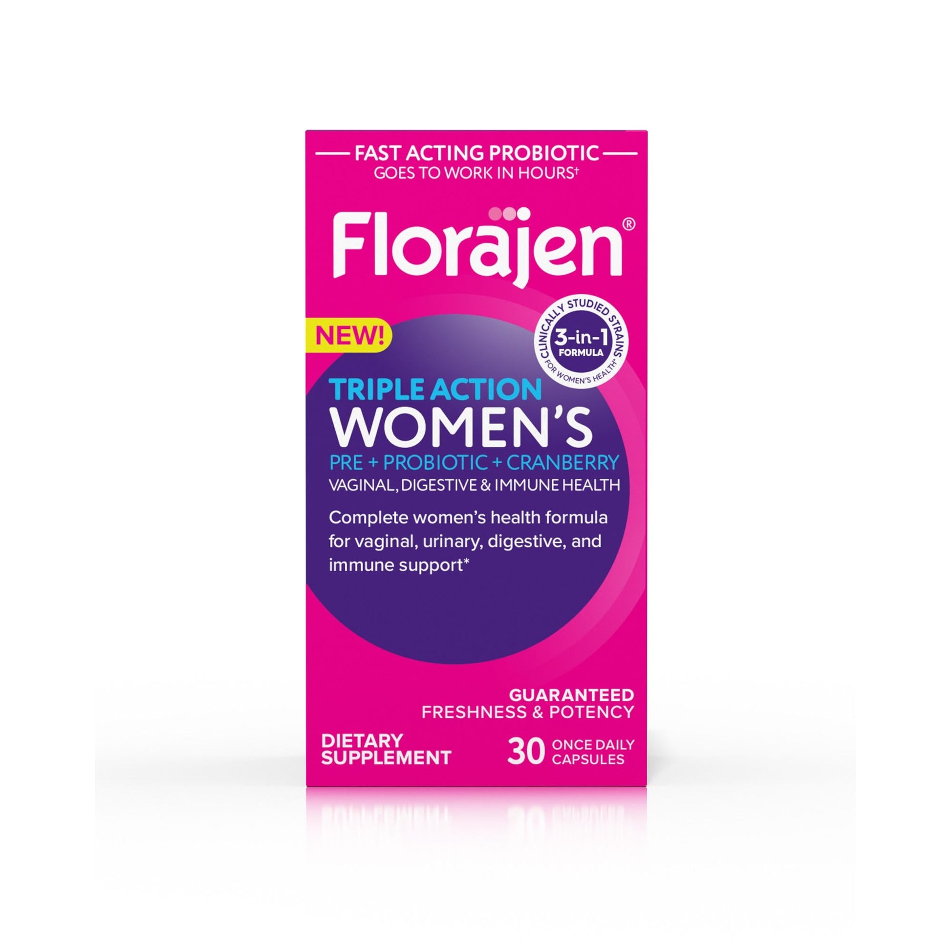 Florajen Triple Action Womens Probiotic 30 Capsules Vitamins & Supplements Pasteur Pharmacy