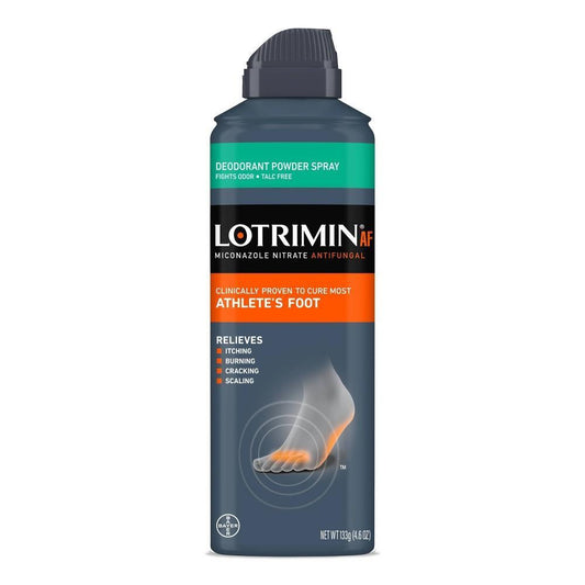 Lotrimin Deodorant Powder Spray, Miconazole Nitrate Antifungal, Athlete's Foot, 4.6 Oz Foot Care Pasteur Pharmacy
