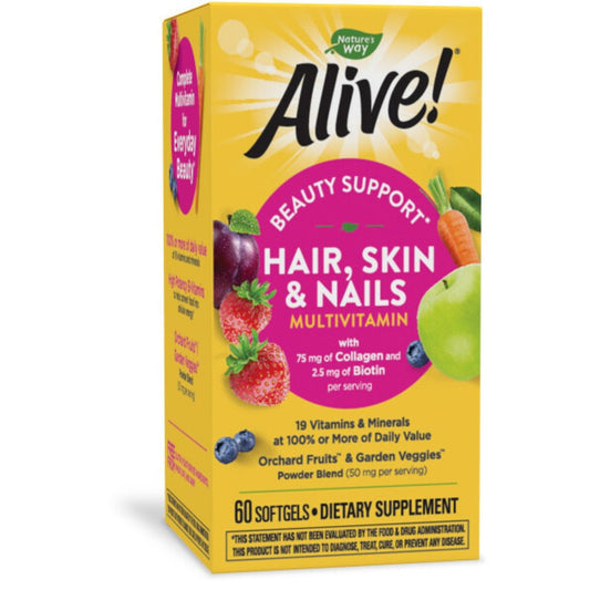 Nature's Way Alive! Hair, Skin, Nails Multivitamin Softgels Strawberry Vitamins & Supplements Pasteur Pharmacy