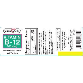 Vitamin B-12 Tb 500 Mcg 100 Vitamins & Supplements Pasteur Pharmacy
