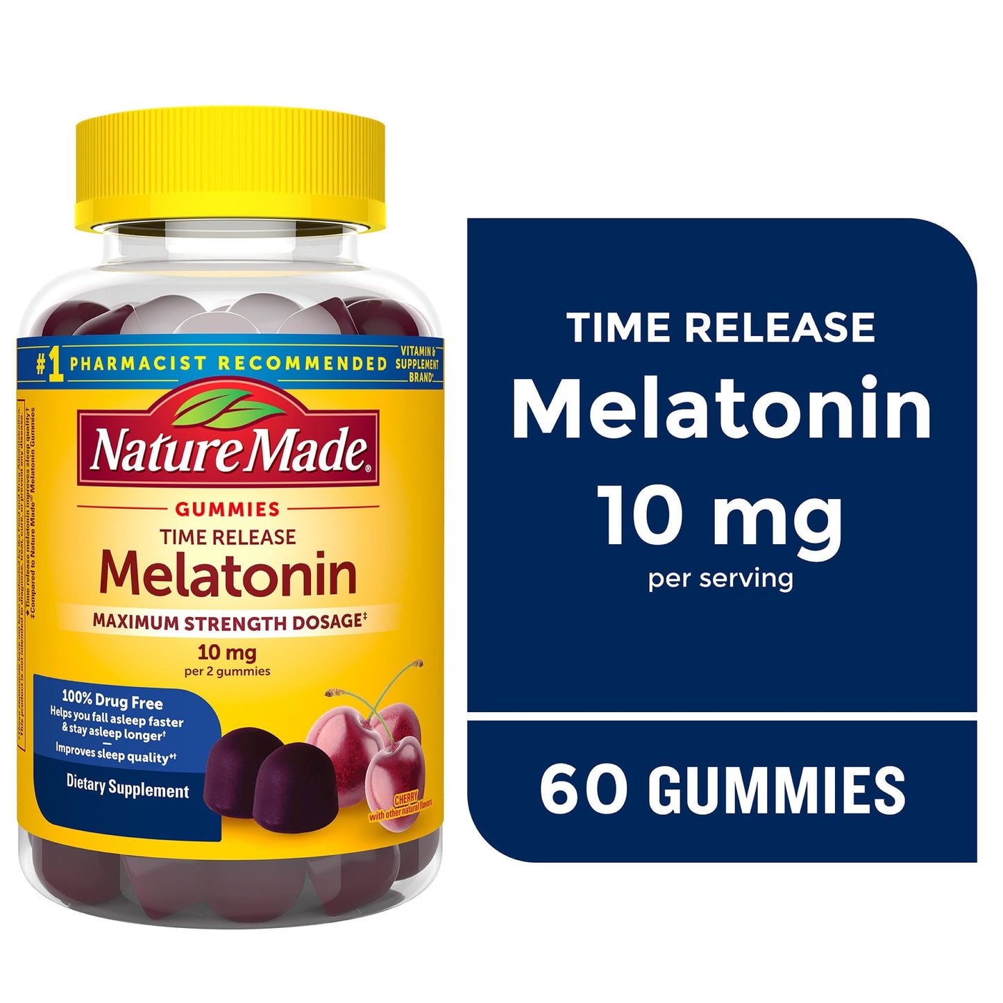 Nature Made Melatonin, Maximum Strength Dosage, 10 Mg, Gummies, Cherry Vitamins & Supplements Pasteur Pharmacy