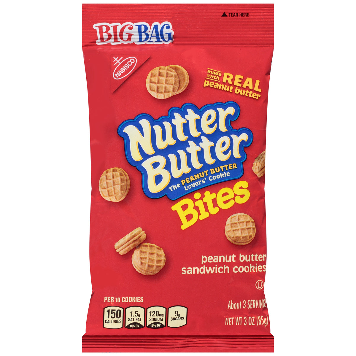 Nutter Butter Bites Peanut Sandwich Cookies Big Bag 3 Oz