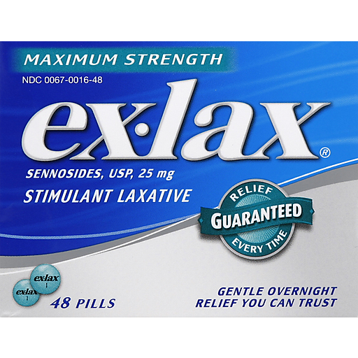 Ex-Lax Maximum Strength Stimulant Laxative 48 Pills For Gentle Overnight Relief Of Constipation Health & Beauty Pasteur Pharmacy