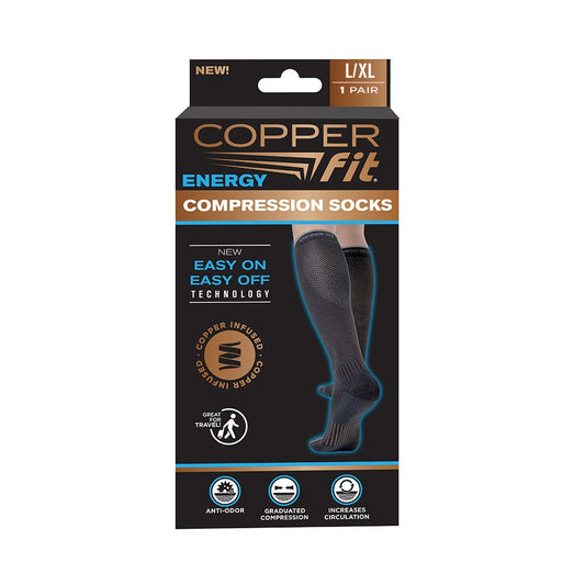 Copper Fit Energy Compression Socks L/XL Black Socks Pasteur Pharmacy