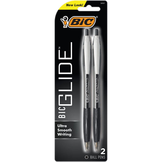 BIC Atlantis Original Retractable Black Ballpoint Pen - 12 Count (6 Packs of 2) Pens Pasteur Pharmacy