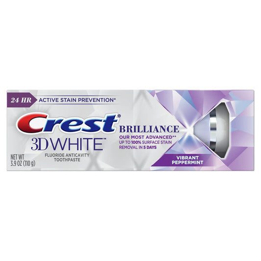 Crest 3D White Fluoride Anticavity Brilliance Vibrant Peppermint Toothpaste 3.9 Oz Toothpaste Pasteur Pharmacy