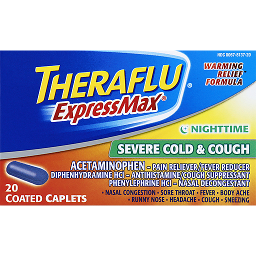 Theraflu ExpressMax Nighttime Severe Cold And Cough Coated Caplets Health & Beauty Pasteur Pharmacy