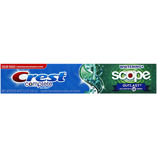 Crest Complete Multi-Benefit Toothpaste, Fluoride, Whitening + Scope Outlast, Mint