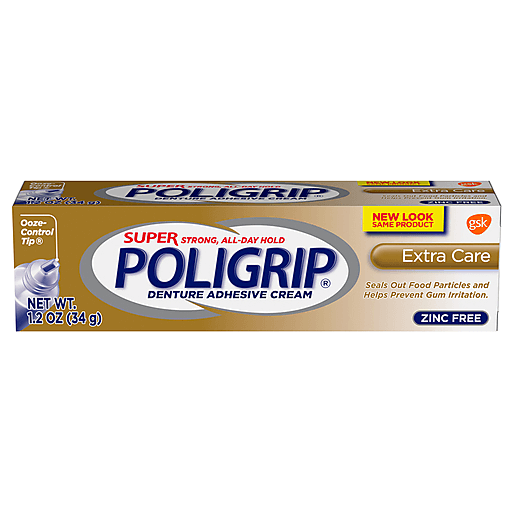 Poligrip Super Denture Adhesive Cream, Extra Care, 1.2 Oz Denture Adhesives Pasteur Pharmacy