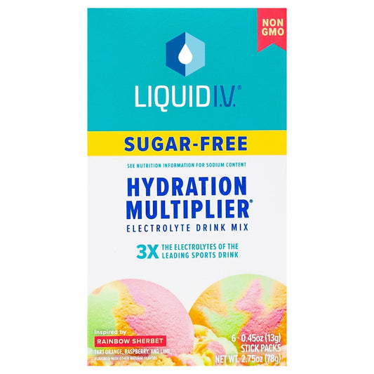 Liquid I.V. Hydration Multiplier - Sugar Free Electrolyte Drink Mix Rainbow Sherbet Beverages Pasteur Pharmacy