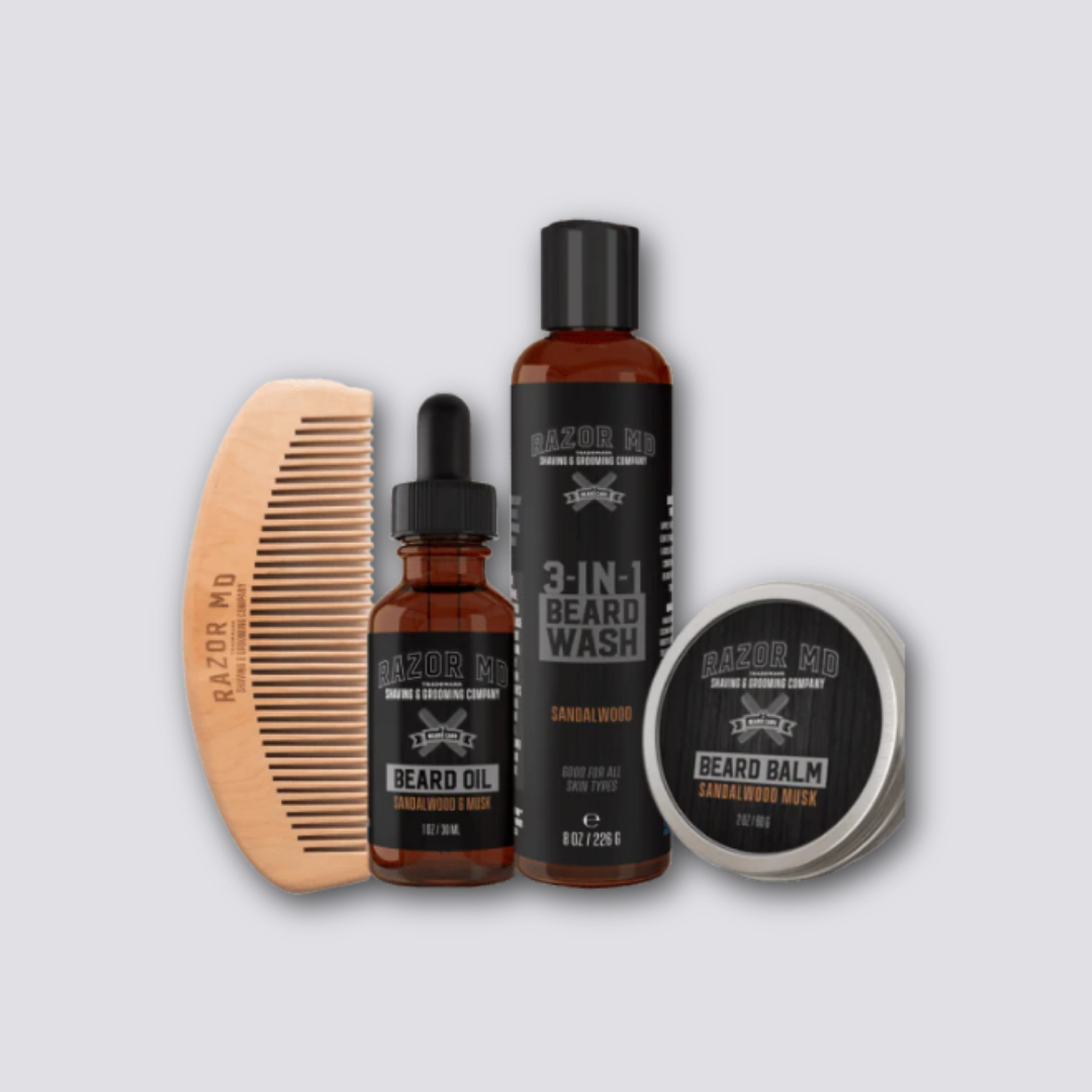 ENSEMBLE BARBE ET COFFRET CADEAU - LOT DE 4