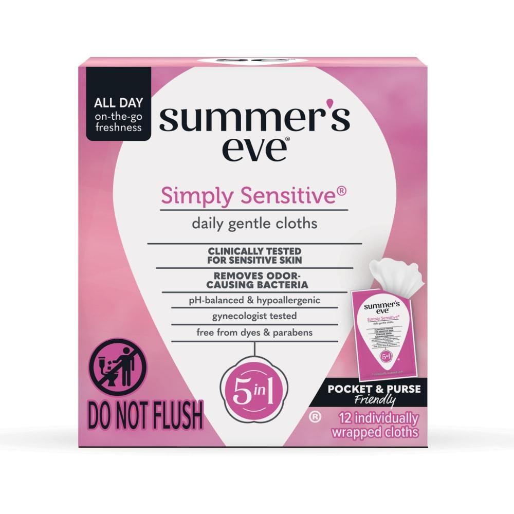 Summer's Eve Simply Sensitive Daily Feminine Wipes, Removes Odor, P H Balanced Bath & Body Pasteur Pharmacy