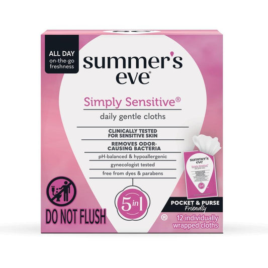 Summer's Eve Simply Sensitive Daily Feminine Wipes, Removes Odor, P H Balanced Bath & Body Pasteur Pharmacy