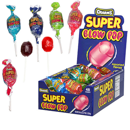 Charms Super Blow Pops 48 Lollipops/Box, Assorted Flavors Candy & Chocolate Pasteur Pharmacy