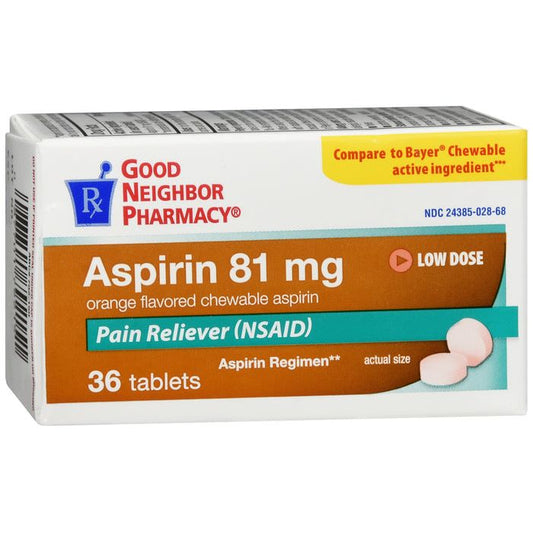 G.n.p. Aspirin 81mg Orange Chew Tab 36 Folder Tabs Pasteur Pharmacy