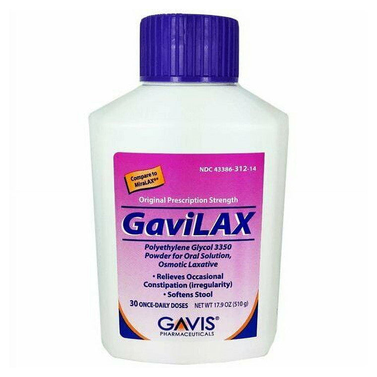 GaviLax Polyethylene Glycol 3350 Powder - 17g per Dose, 30 Doses (510g) - Osmotic Laxative Health Care Pasteur Pharmacy