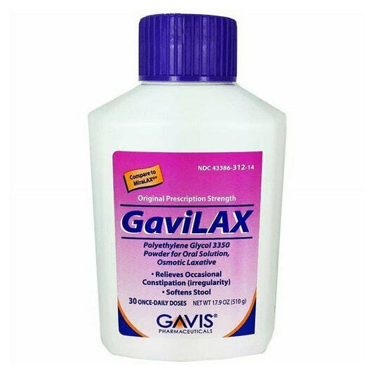 GaviLax Polyethylene Glycol 3350 Powder - 17g per Dose, 30 Doses (510g) - Osmotic Laxative Health Care Pasteur Pharmacy