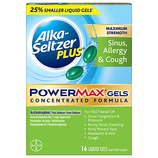 Alka-Seltzer Plus Severe Sinus Powermax Gels 16Ct Personal Care Pasteur Pharmacy