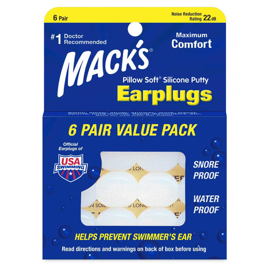 Mack's Pillow Soft Silicone Earplugs - 6 Pair, Value Pack Earplugs Pasteur Pharmacy