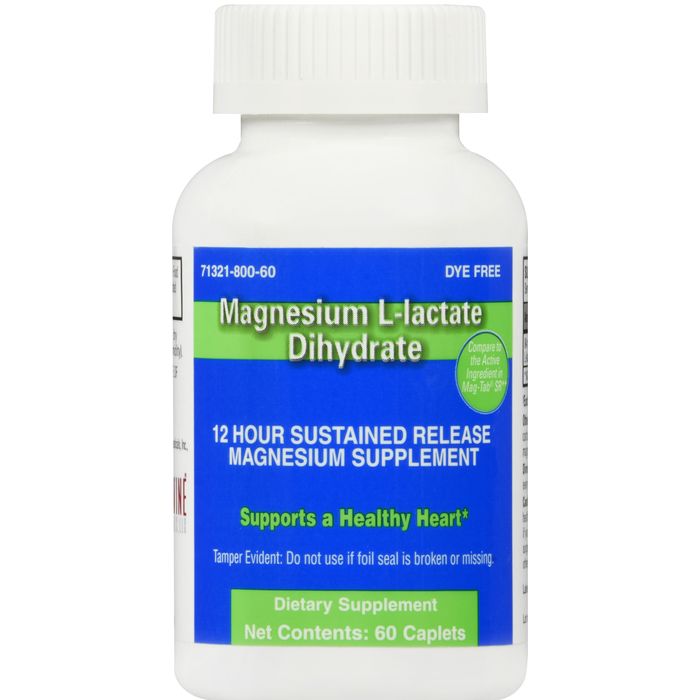 Magnesium L-Lactate Dihydrate 84 mg Sustained Release Caplets (60 Count) Vitamins & Supplements Pasteur Pharmacy