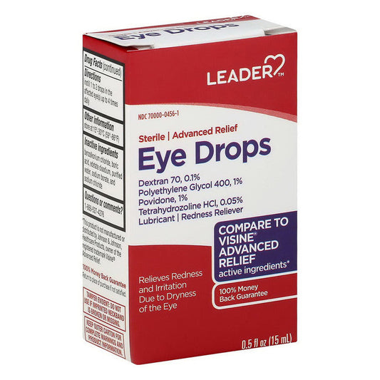 Leader Eye Drops, Sterile, Advanced Relief, 0.5 Fl Oz Eye Drops & Lubricants Pasteur Pharmacy