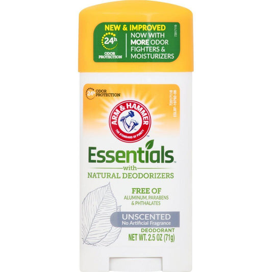 Arm & Hammer Essentials Natural Deodorant - Aluminum Free, Unscented, 2.5 oz Stick Deodorant & Anti-Perspirant Pasteur Pharmacy
