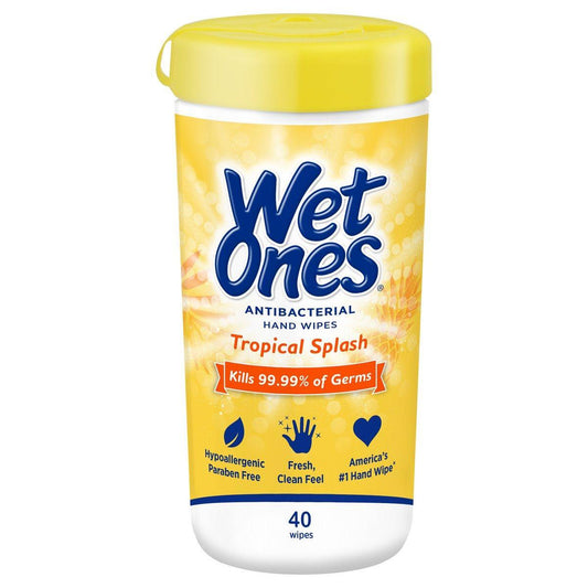 Wet Ones Antibacterial Hand Wipes, Tropical Splash Scent – 40ct Canister Bath & Body Pasteur Pharmacy