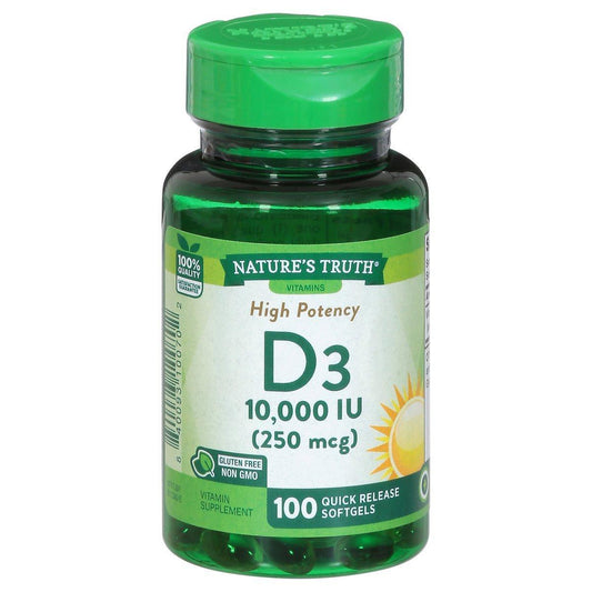 Nature's Truth Vitamin D3, High Potency, 250 Mcg, Quick Release Softgels Vitamins & Supplements Pasteur Pharmacy