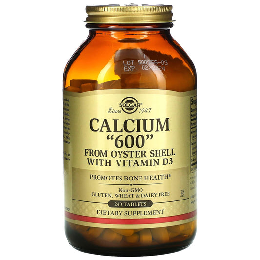 Solgar Calcium "600" From Oyster Shell With Vitamin D3, 240 Tablets Vitamins & Supplements Pasteur Pharmacy