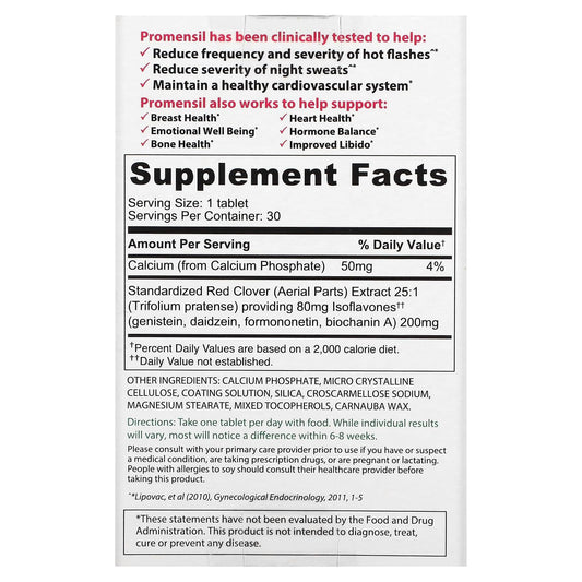 Promensil Menopause - Double Strength - Relief Hot Flashes Night Sweats - 30 Tablets Vitamins & Supplements Pasteur Pharmacy
