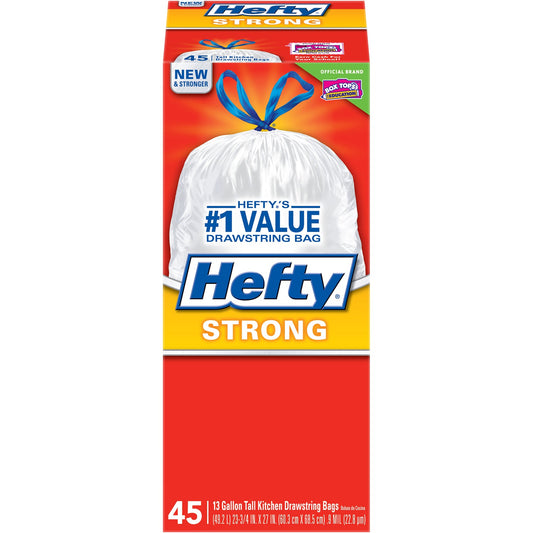 Hefty 13 Gallon Strong Drawstrings Tall Kitchen Bags