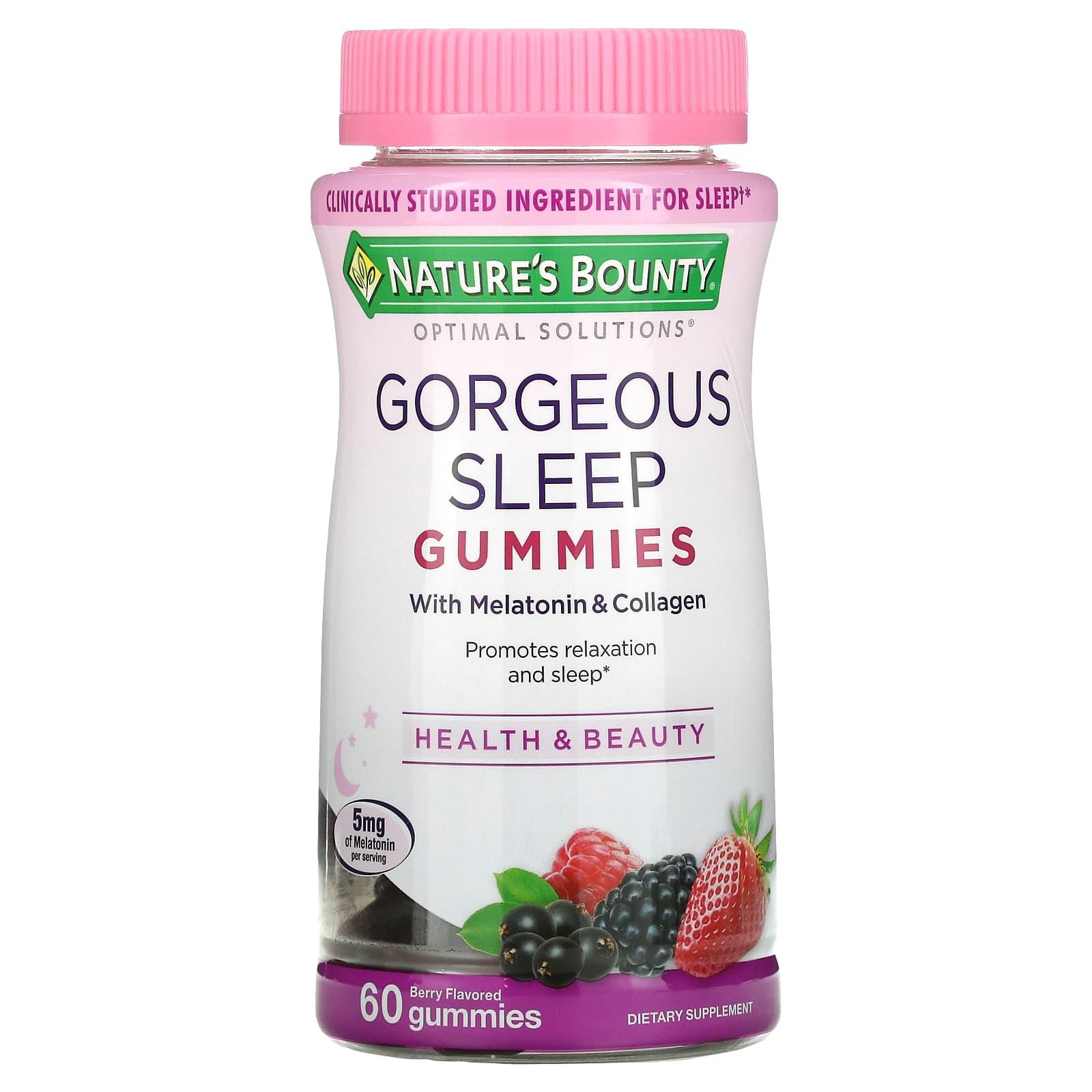 Nature's Bounty Optimal Solutions Gorgeous Sleep Gummies, Melatonin & Collagen, Mixed Berry, 60 Ct Vitamins & Supplements Pasteur Pharmacy