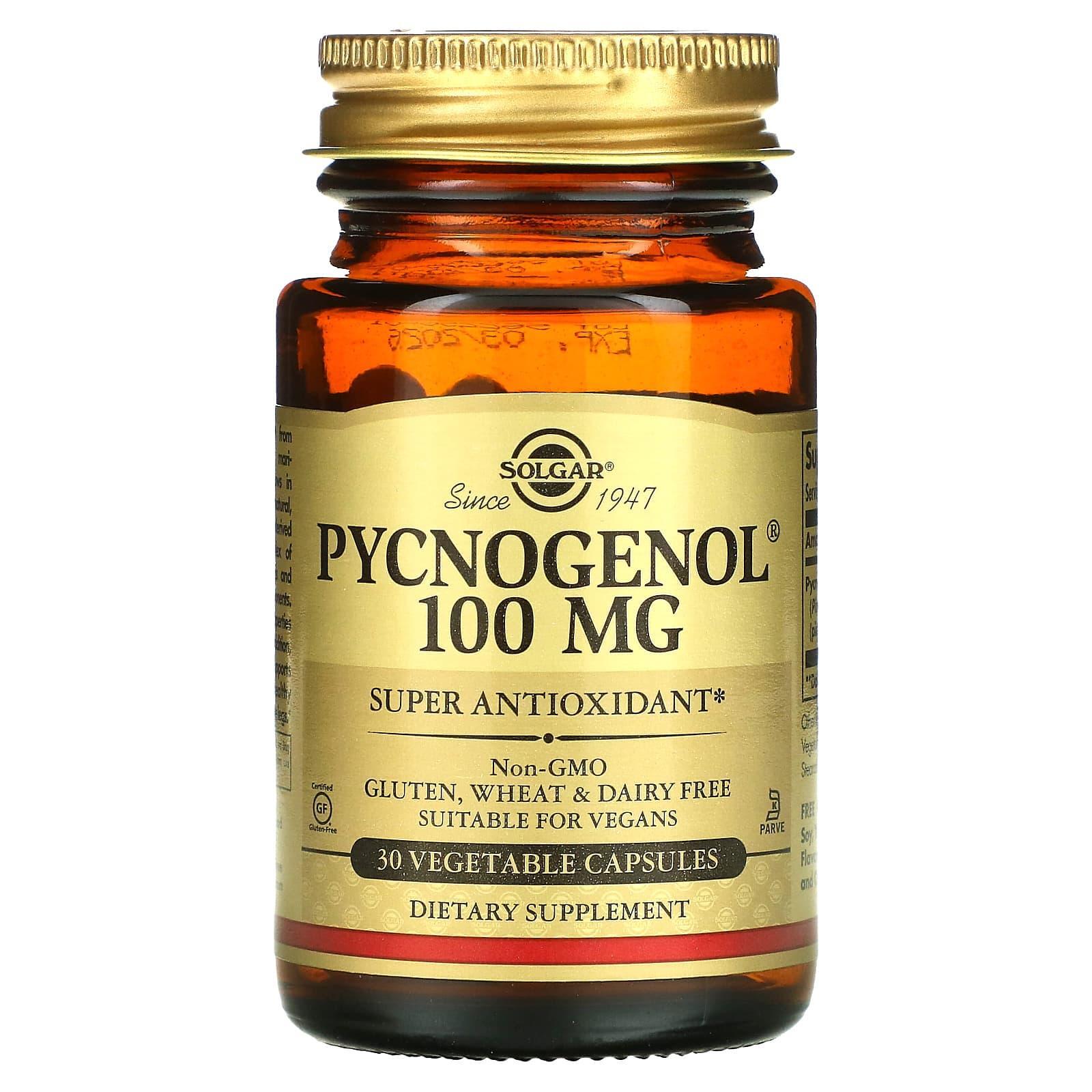 Solgar Pycnogenol, 100 Mg, 30 Vegetable Capsules Vitamins & Supplements Pasteur Pharmacy