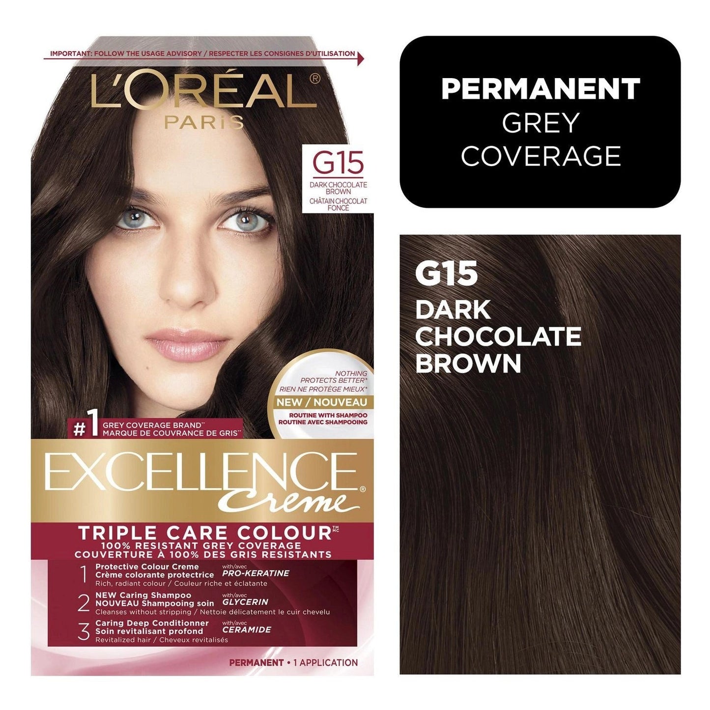 Excellence L'Oreal Paris Triple Protection Permanent Hair Color - 6.3 Fl Oz - 4AR Dark Chocolate Brown - 1 Kit Hair Color Pasteur Pharmacy