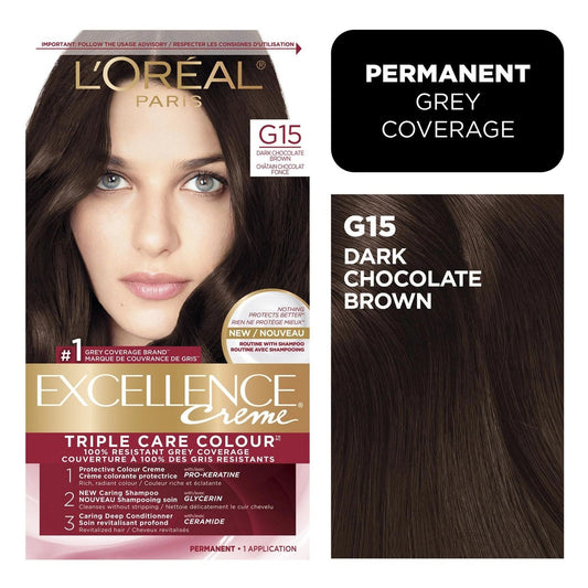 Excellence L'Oreal Paris Triple Protection Permanent Hair Color - 6.3 Fl Oz - 4AR Dark Chocolate Brown - 1 Kit Hair Color Pasteur Pharmacy